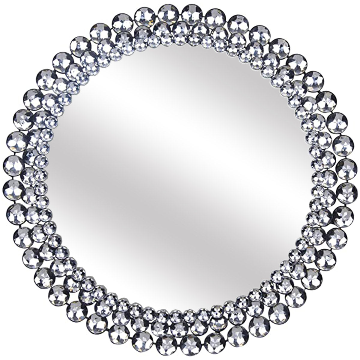 Round Beaded Wall Glam Mirror