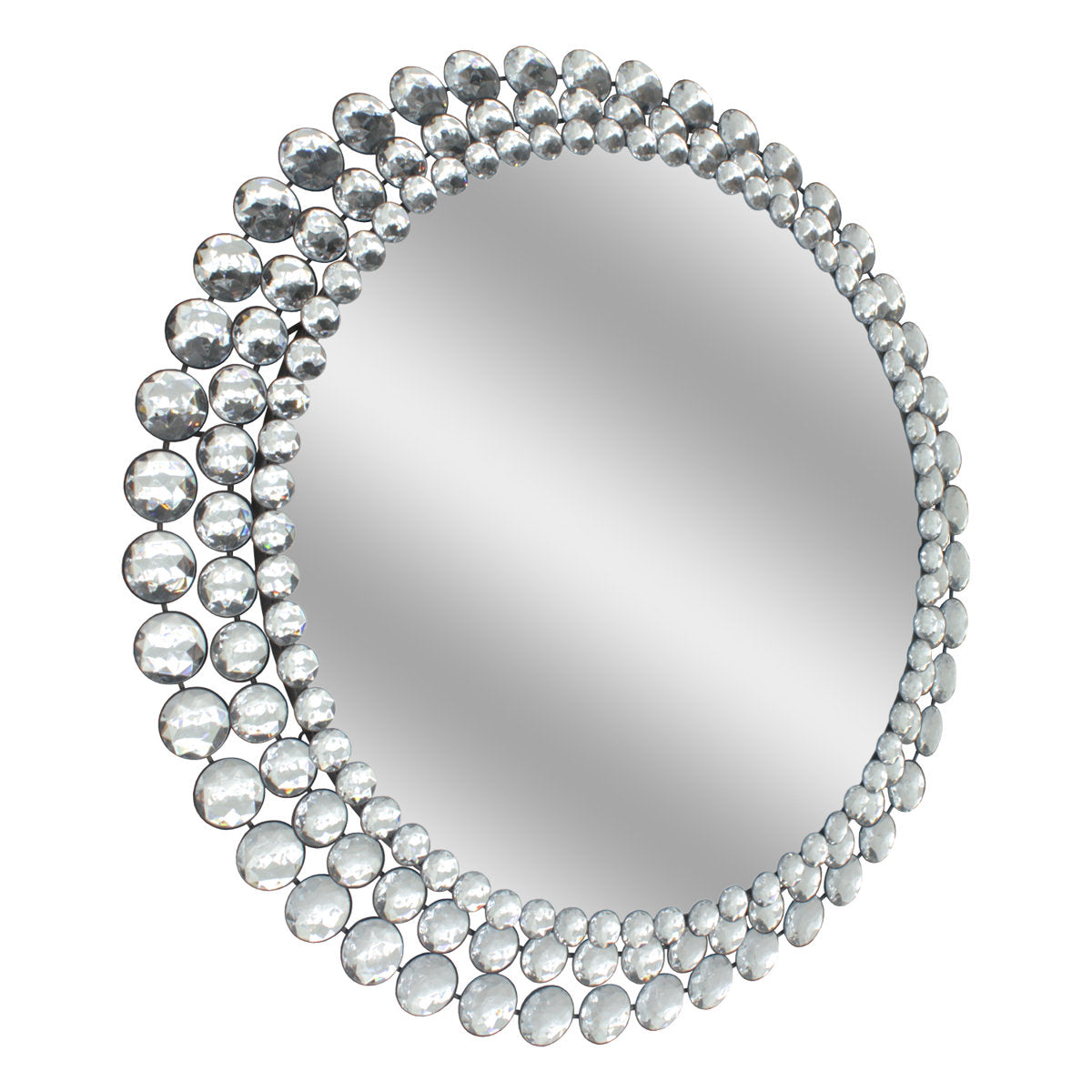 Round Beaded Wall Glam Mirror