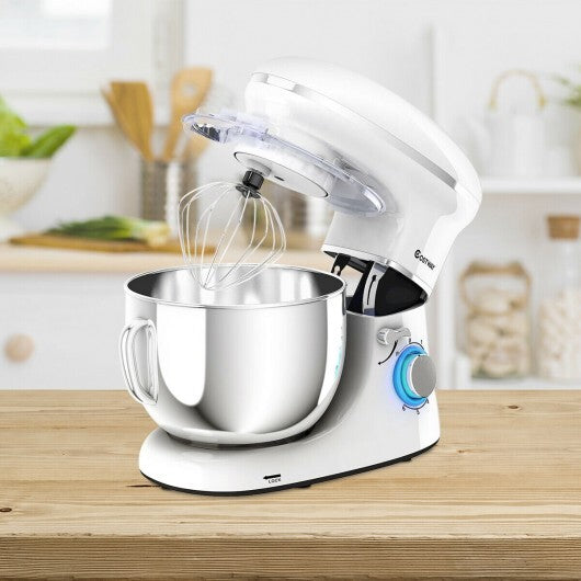 6.3 Quart Tilt-Head Food Stand Mixer 6 Speed 660W-White - Color: White - Scarvesnthangs
