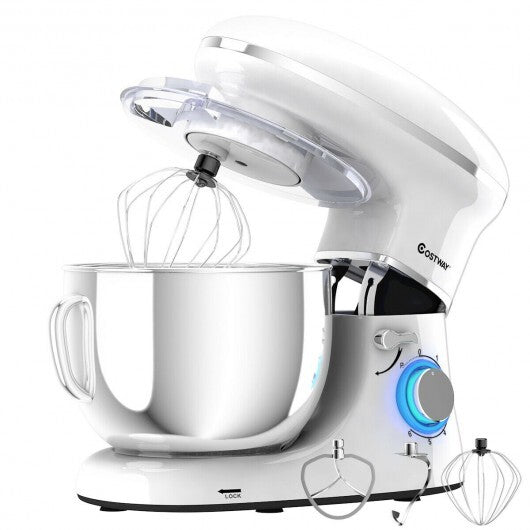 6.3 Quart Tilt-Head Food Stand Mixer 6 Speed 660W-White - Color: White - Scarvesnthangs