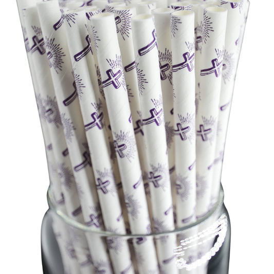 100 Count Faith Design Individually Wrapped Eco-Friendly Party Straws