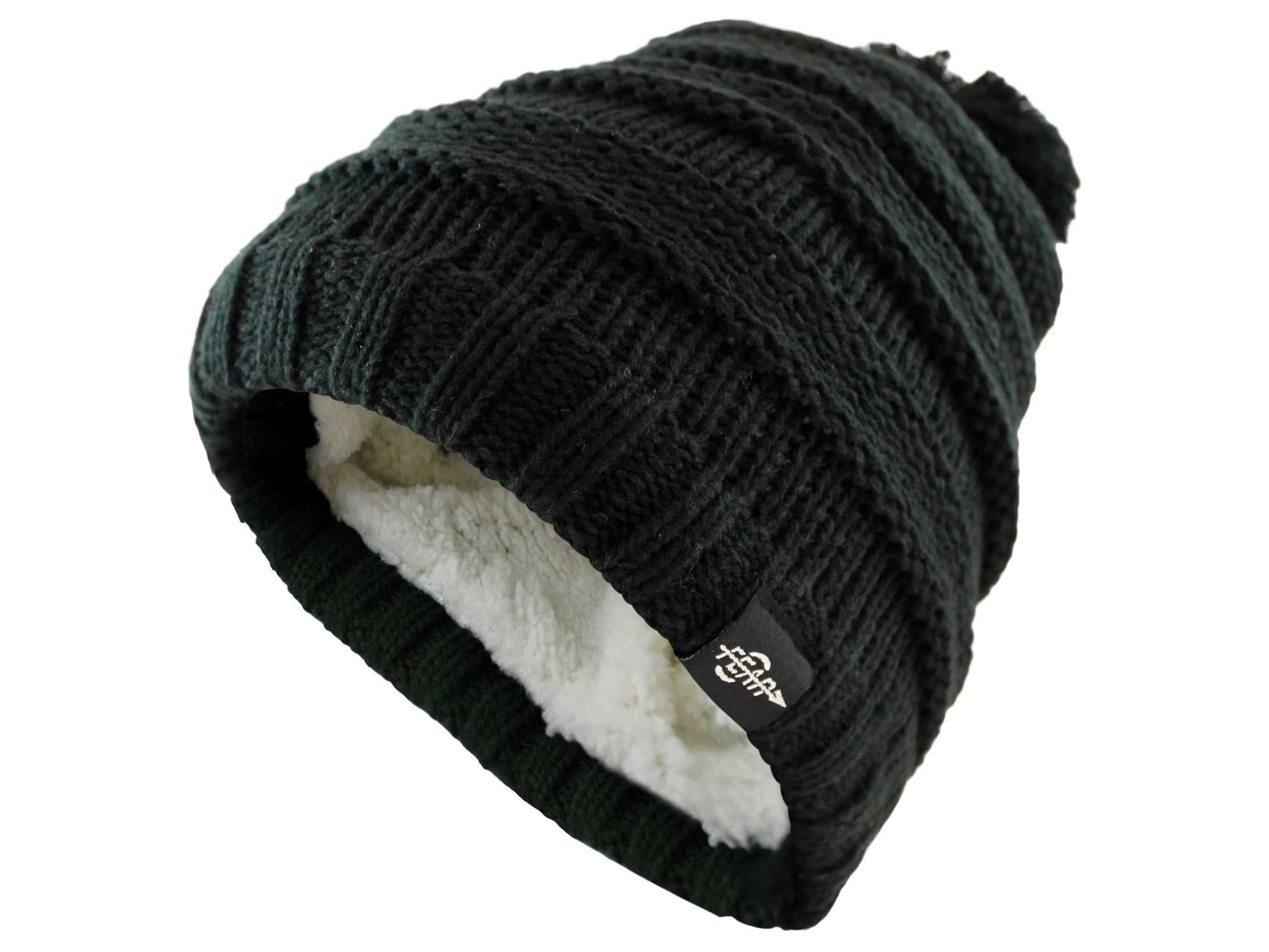 Warmest Plush Insulated Black Beanie Hat Winter Beanies Knitted Warm Cold Weather Beanie Hats-1