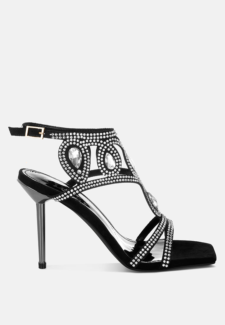 Fialka Diamante & Rhinestones Stiletto Sandals-5
