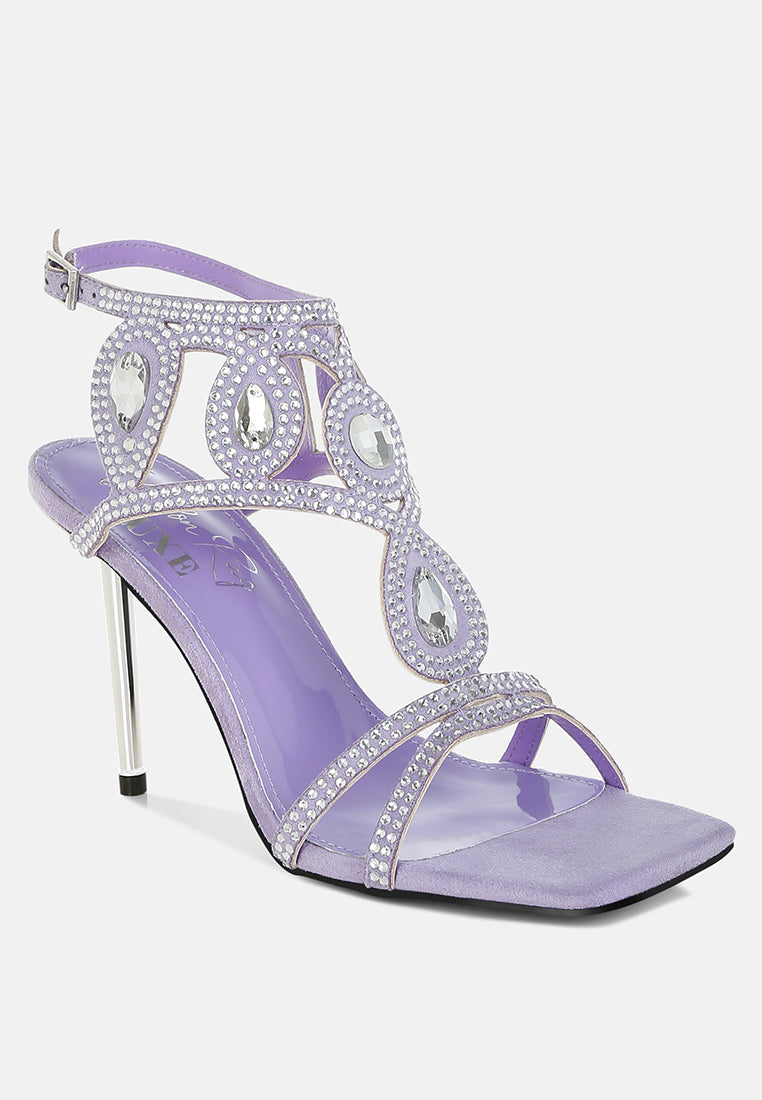 Fialka Diamante & Rhinestones Stiletto Sandals-1