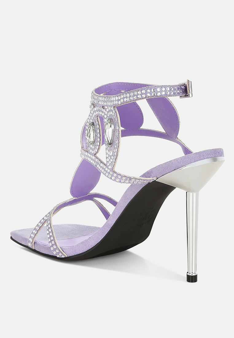 Fialka Diamante & Rhinestones Stiletto Sandals-2