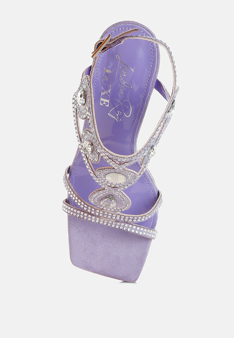 Fialka Diamante & Rhinestones Stiletto Sandals-3