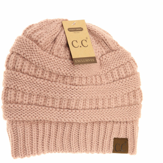 Classic Fuzzy Lined CC Beanie (HAT25) - Rose - Scarvesnthangs
