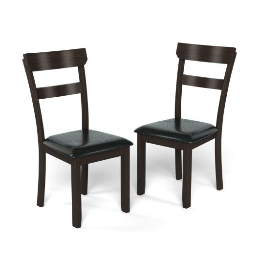 Set of 2 Dining Chairs With Rubber Wood Frame and Upholstered Faux Leather Seat - Scarvesnthangs