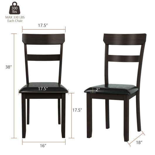 Set of 2 Dining Chairs With Rubber Wood Frame and Upholstered Faux Leather Seat - Scarvesnthangs