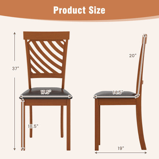 Dining Chair Set of 2 with Rubber Wood Legs and Ergonomic Back for Dining Room-Walnut - Scarvesnthangs