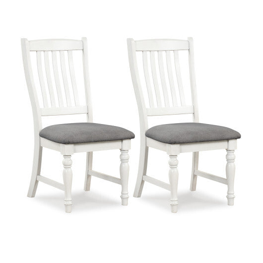 Set of 2 Dining Chairs Kitchen Side Chair with Solid Wood Legs-White - Scarvesnthangs