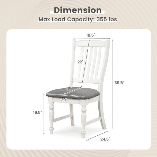 Set of 2 Dining Chairs Kitchen Side Chair with Solid Wood Legs-White - Scarvesnthangs