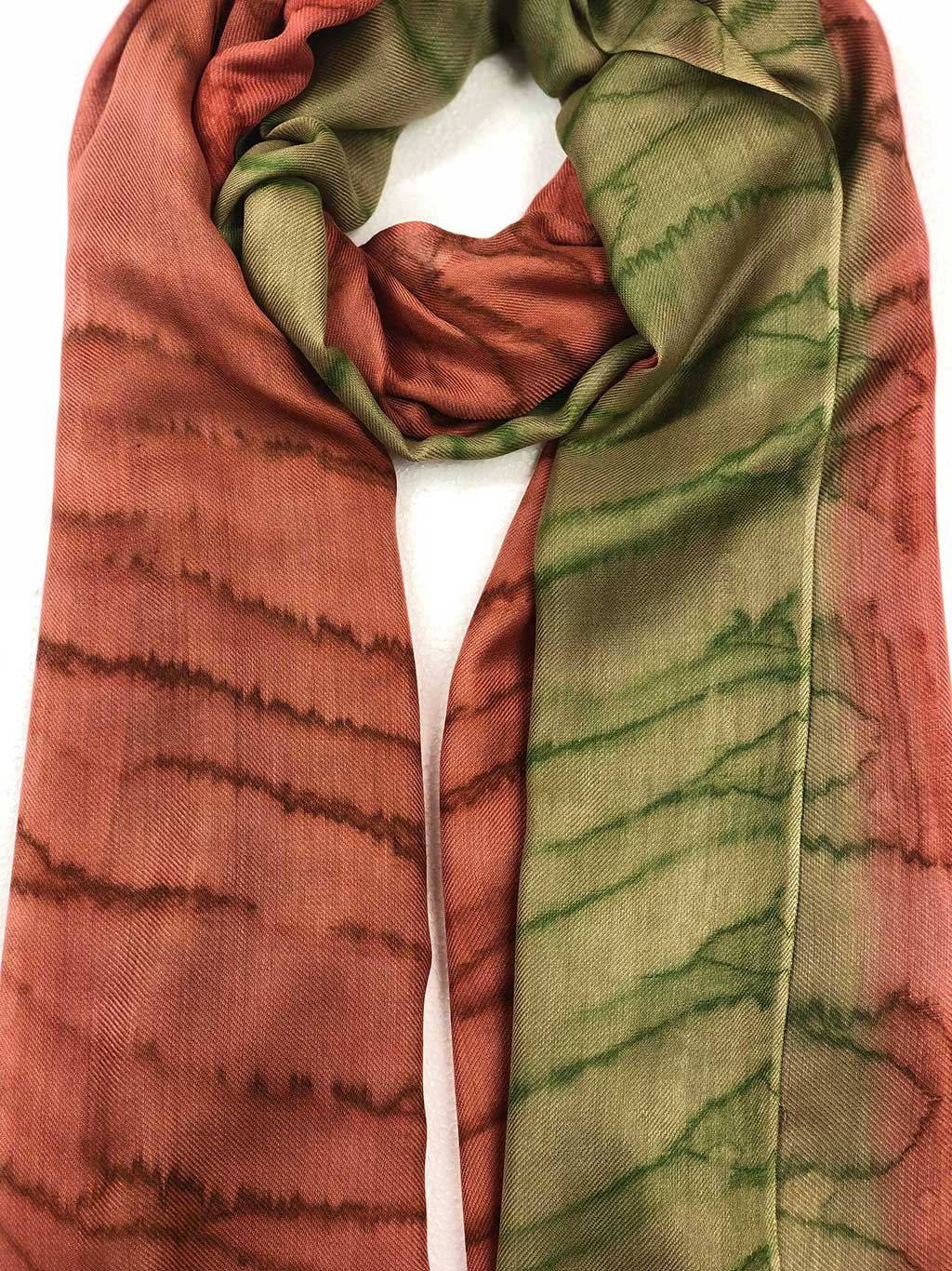 Green Modal Silk Hand Painted Watercolor Scarf-3