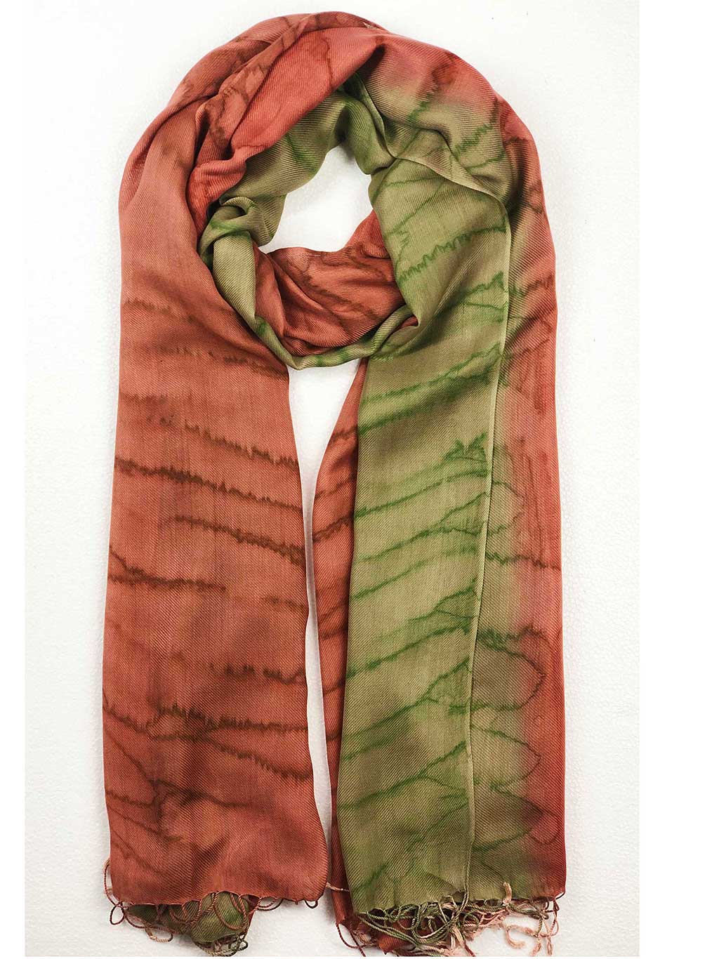 Green Modal Silk Hand Painted Watercolor Scarf-0