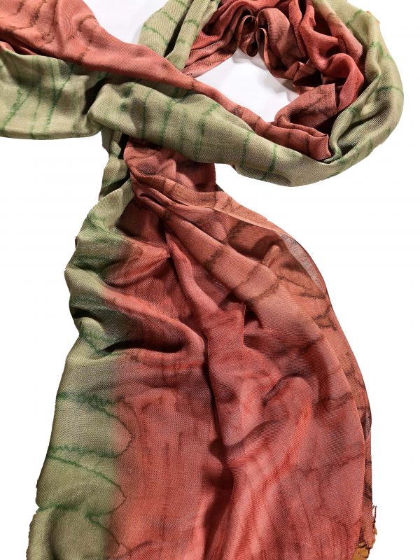 Green Modal Silk Hand Painted Watercolor Scarf-2