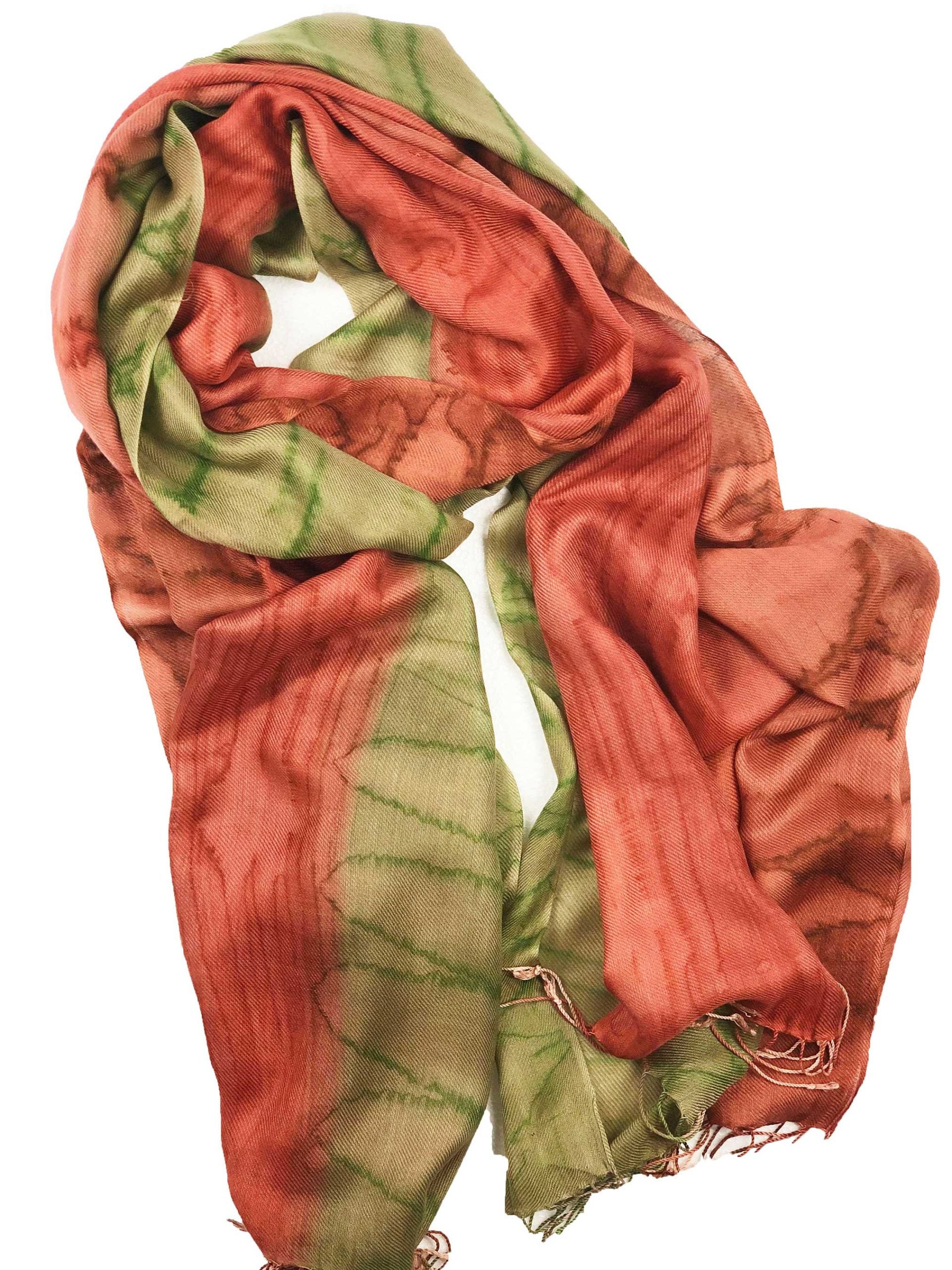 Green Modal Silk Hand Painted Watercolor Scarf-1