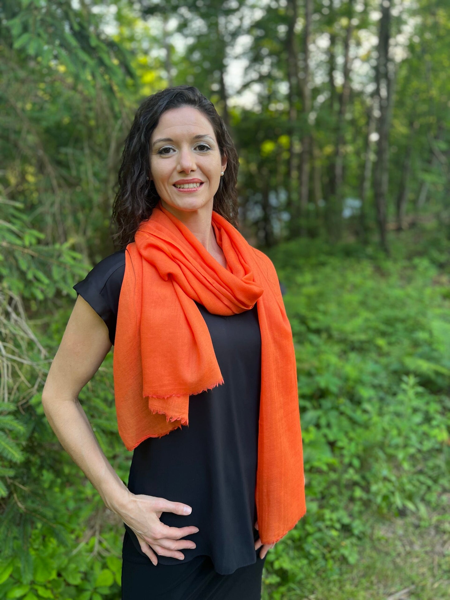 Coral Solid Wool Lightweight Scarf-1