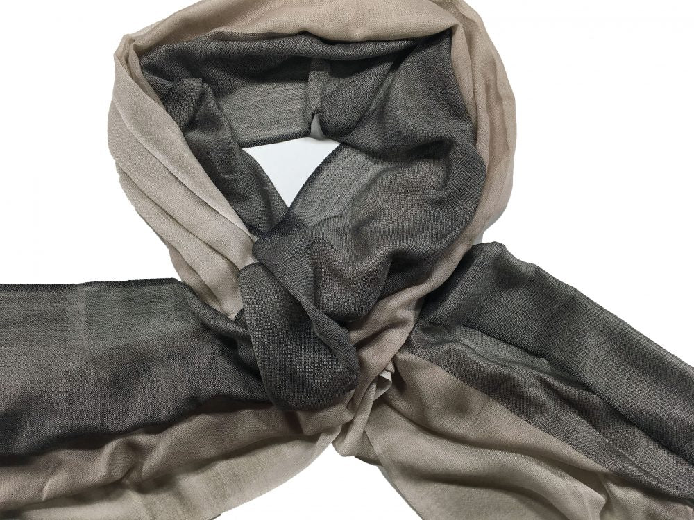 Beige Lightweight Ombre Wool Scarf-1