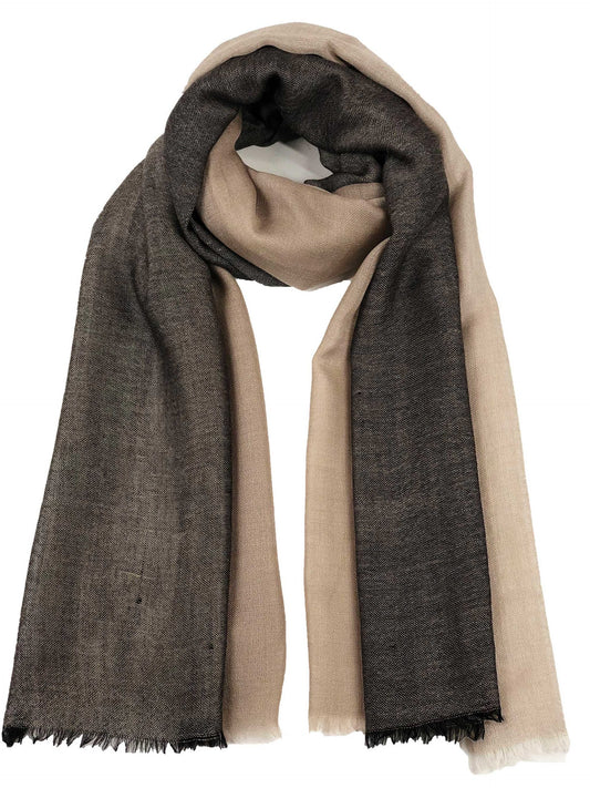 Beige Lightweight Ombre Wool Scarf-0