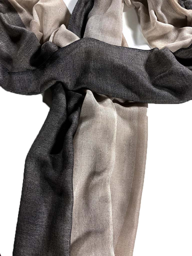 Beige Lightweight Ombre Wool Scarf-3