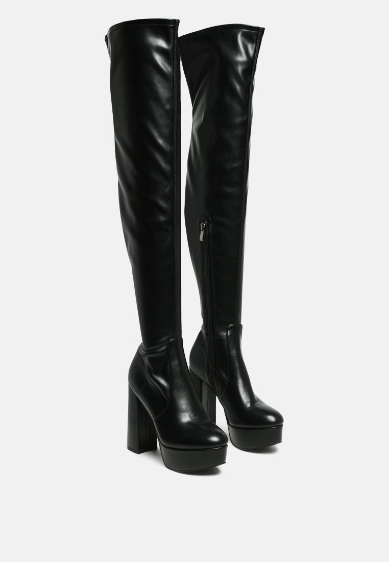 bubble high block heeled over the knee boots-6