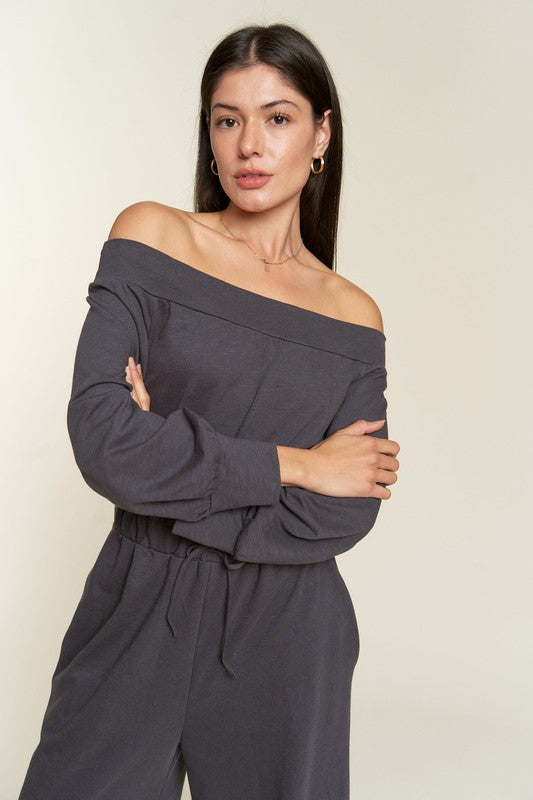 One Shoulder Terry Jumpsuit - Scarvesnthangs