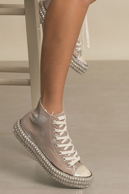 D-CHANTEL-HIGH TOP, STUDS, SNEAKERS - Scarvesnthangs