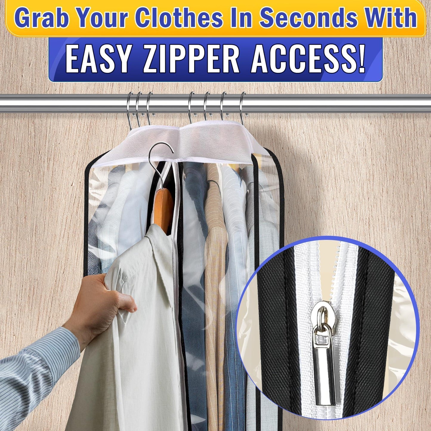 4 Pcs Clear Garment Bags for Hanging Clothes – Dust Proof Suit Bags for Closet Storage (40 x24 x10 ) with Zipper Sides – Designed for Travel & Organization Protects Clothes & Keeps Them Ready to Wear