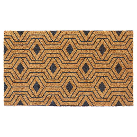 Welcome Doormats Natural Coco Coir Mats with Non Slip PVC Backing Indoor Outdoor Mats for Home & Office Floor Rugs for Door Decor with Geometric Hexagon Pattern Orion Blue 30 x17