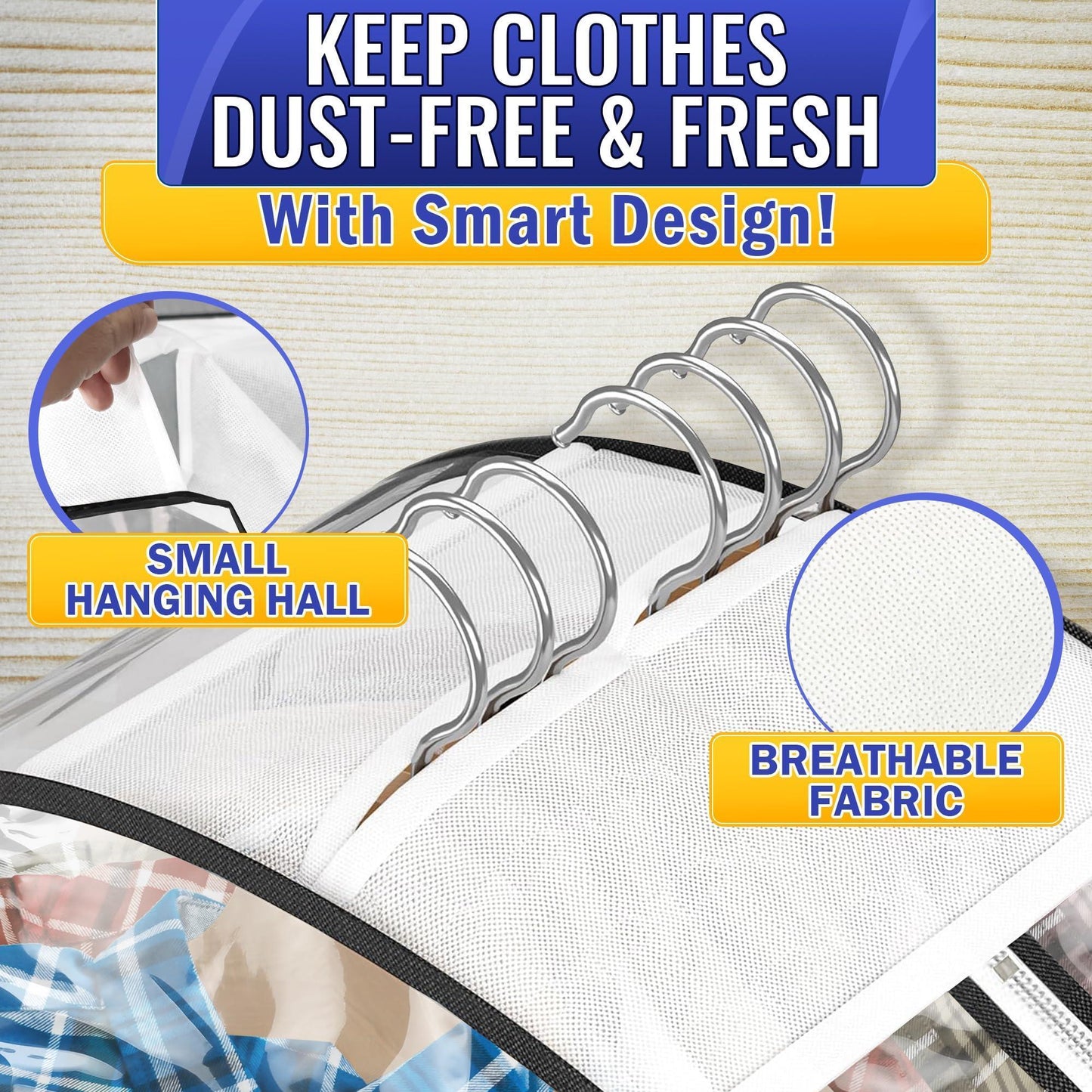 4 Pcs Clear Garment Bags for Hanging Clothes – Dust Proof Suit Bags for Closet Storage (40 x24 x10 ) with Zipper Sides – Designed for Travel & Organization Protects Clothes & Keeps Them Ready to Wear