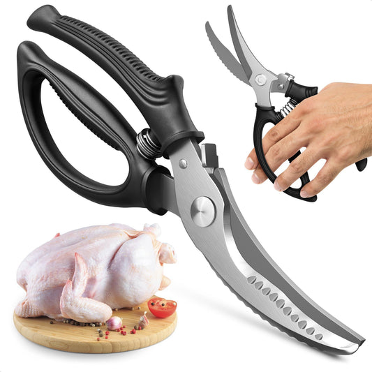 Heavy Duty Poultry Shears – Stainless Steel Meat Scissors Heavy Duty Ergonomic Kitchen Shears for Food Vegetables Seafood & Bones – High Wear Resistance & Thick Spring for Easy Cutting