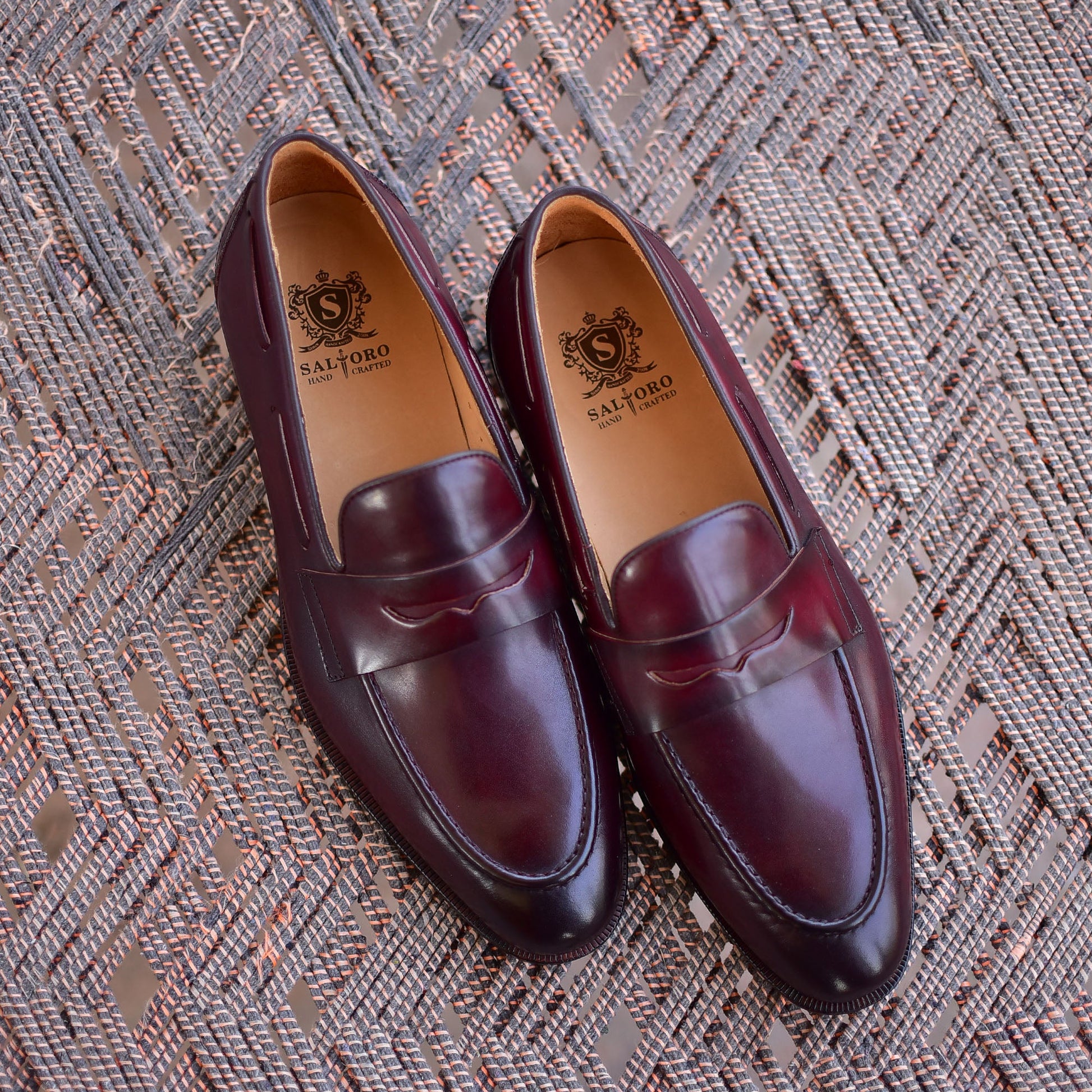 Carrera - Burgundy Calf Penny Loafers-6