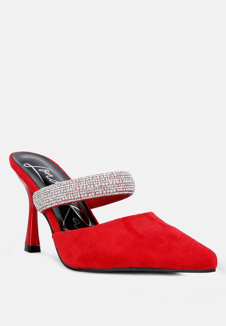 Fauci Diamante Strap Heeled Mules-1