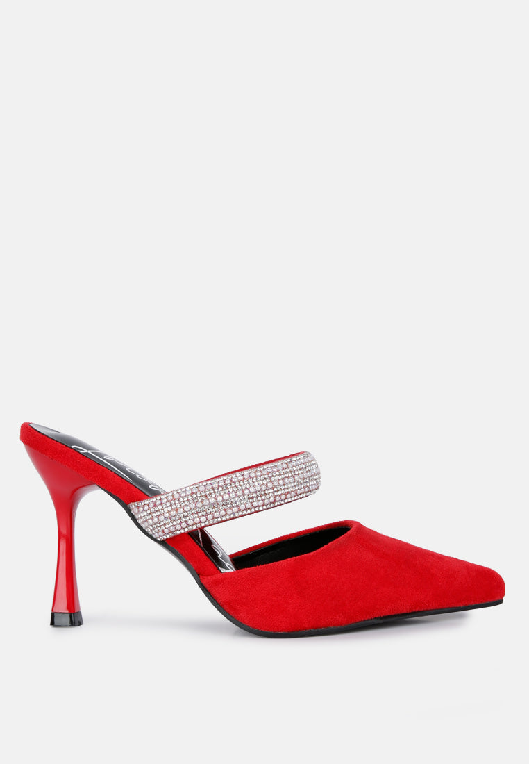 Fauci Diamante Strap Heeled Mules-0
