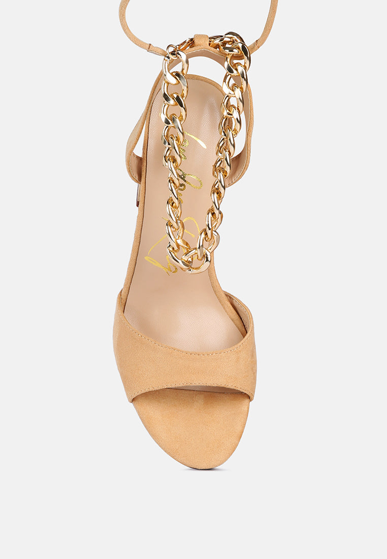 Gone Gurl Metal Chain Lace Up Sandals-3