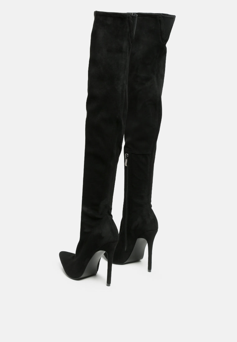 madman stretch velvet high heel boots-8