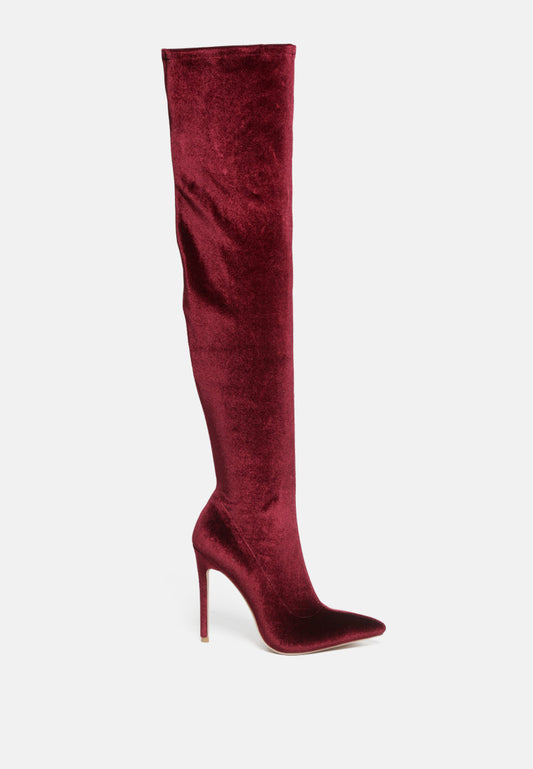 madman stretch velvet high heel boots-0