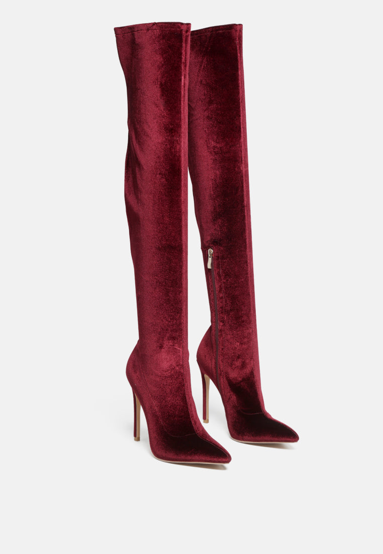 madman stretch velvet high heel boots-1