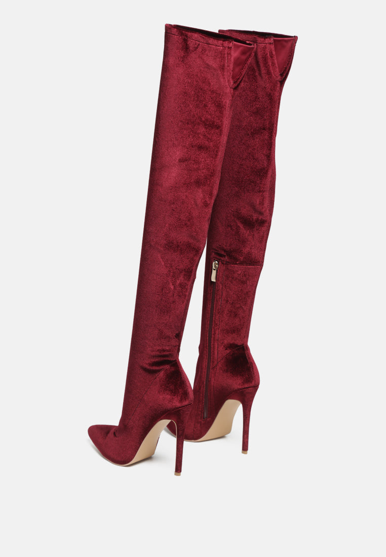 madman stretch velvet high heel boots-2