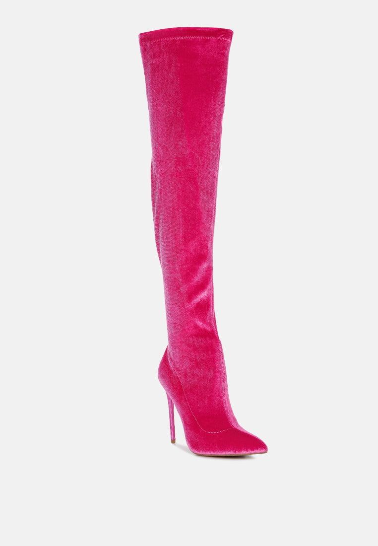 madman stretch velvet high heel boots-19