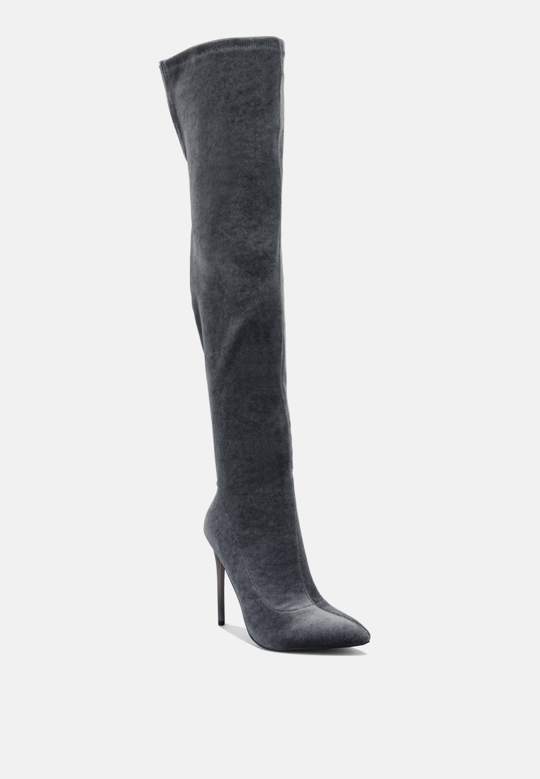 madman stretch velvet high heel boots-35