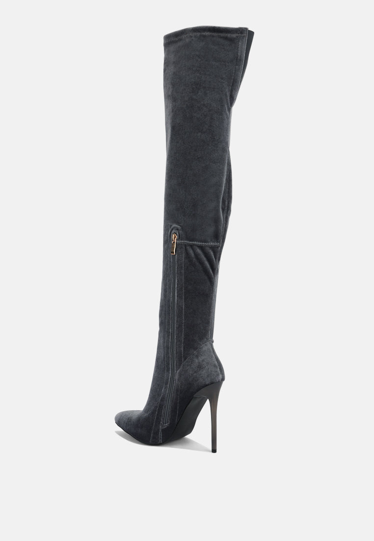 madman stretch velvet high heel boots-34