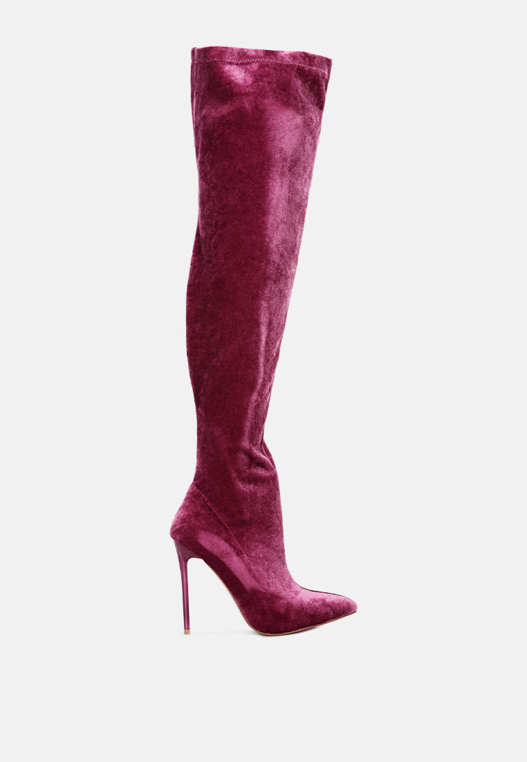 madman stretch velvet high heel boots-43