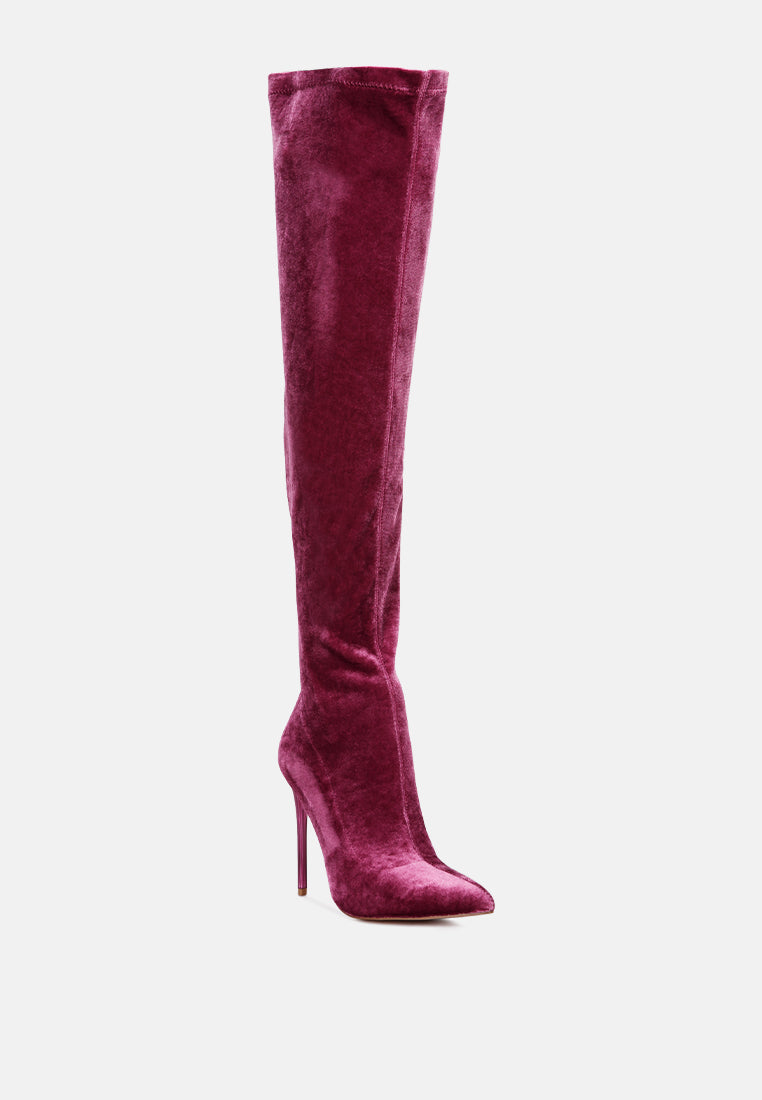 madman stretch velvet high heel boots-41