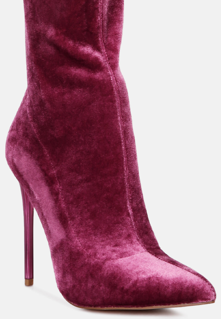 madman stretch velvet high heel boots-42