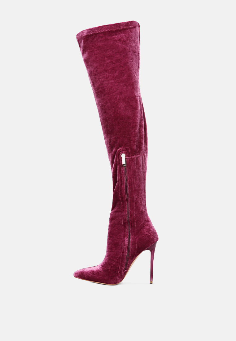 madman stretch velvet high heel boots-45