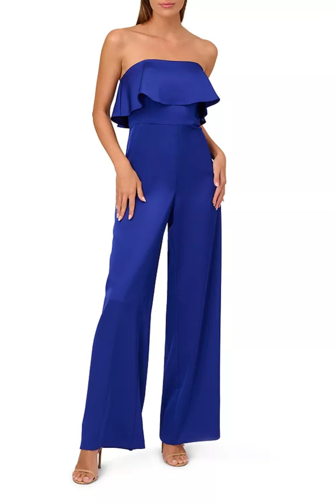 Liv Foster Strapless Ruffle Satin Jumpsuit-0