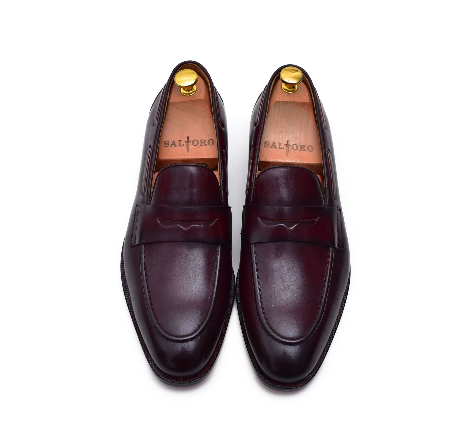 Carrera - Burgundy Calf Penny Loafers-0