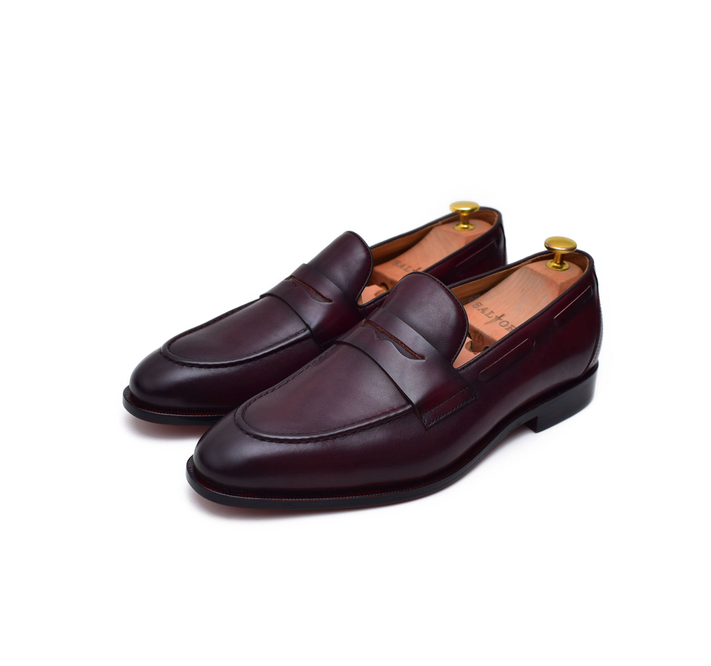 Carrera - Burgundy Calf Penny Loafers-1