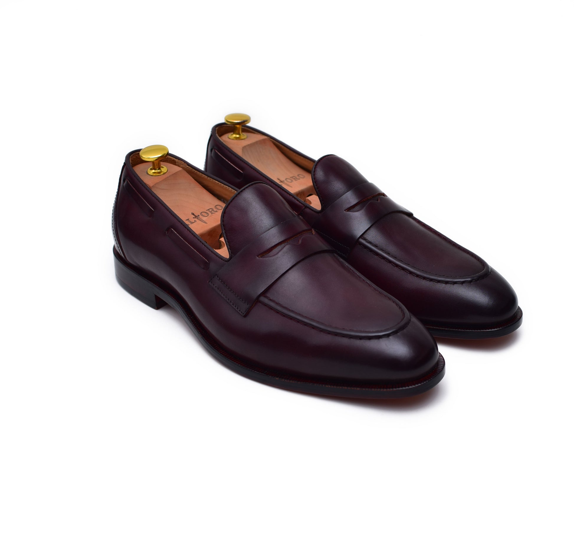 Carrera - Burgundy Calf Penny Loafers-4